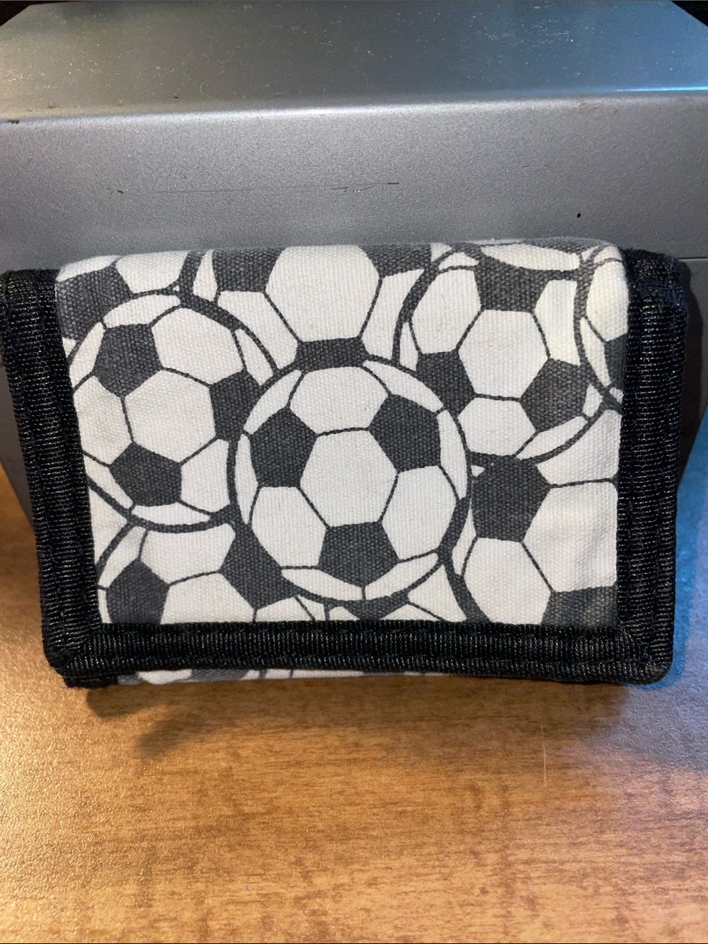 Black Tri-Fold soccer Wallet with Clear ID Window